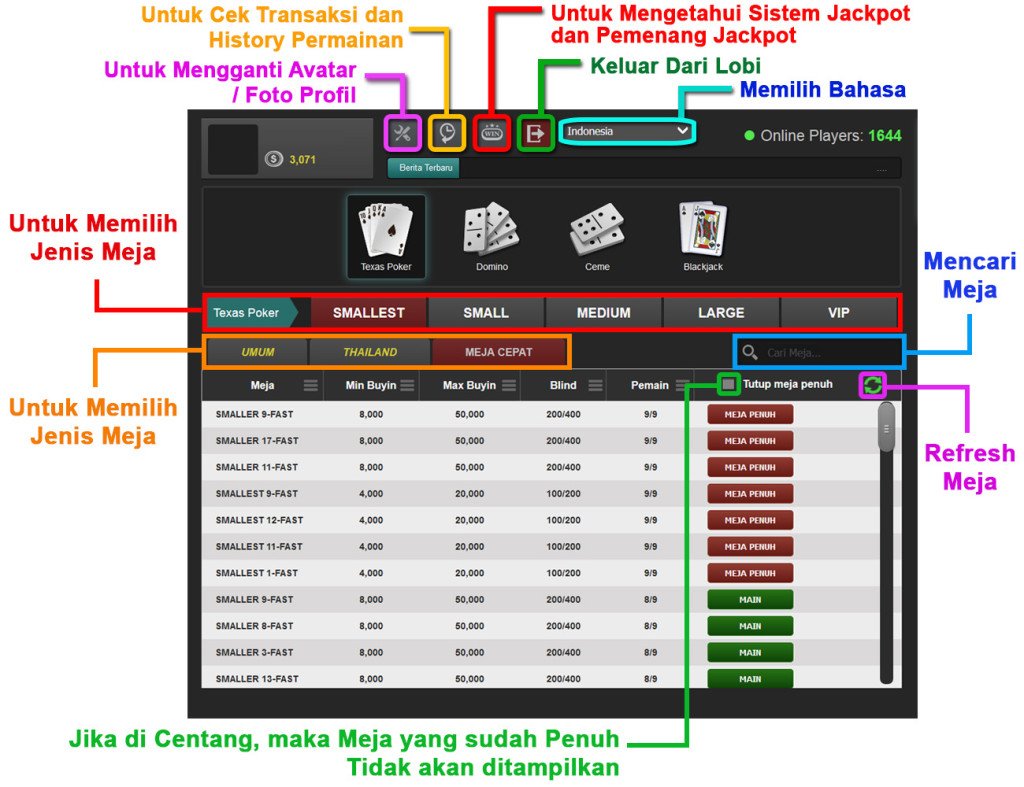 menu lobi